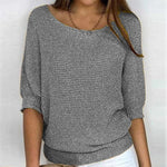 Load image into Gallery viewer, Comfortable Knit Sweater for Women with Round Neck Short Sleeve Relaxed Casual Style

