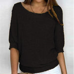 Load image into Gallery viewer, Comfortable Knit Sweater for Women with Round Neck Short Sleeve Relaxed Casual Style
