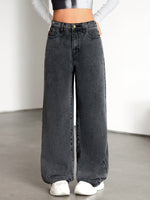Load image into Gallery viewer, Women's Grey Wide Leg Jeans High Waist Flowing Loose Fit Denim Style
