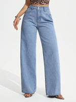 Load image into Gallery viewer, Women's Wide Leg Jeans High Waist Flowing Loose Fit Denim Style
