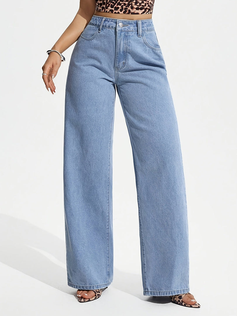 Women's Wide Leg Jeans High Waist Flowing Loose Fit Denim Style