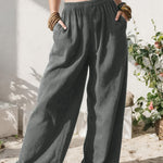 Load image into Gallery viewer, Women's Linen Wide Leg Pants High Waist Pocket Flowing Relaxed Casual Style
