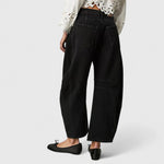 Load image into Gallery viewer, Women's Black Jeans High Waist Relaxed Barrel Leg Curved Style
