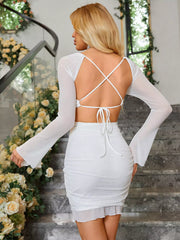 Double Layer Mesh Cut Out Dress | Prom Dress
