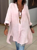 Load image into Gallery viewer, Women's Tunic Blouses V Neck Button Down Long Sleeve Relaxed Longline Style
