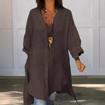 Load image into Gallery viewer, Women's Tunic Blouses V Neck Button Down Long Sleeve Relaxed Longline Style
