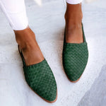 Load image into Gallery viewer, Women's Woven Mules Pointed Toe Slip On Flat Style
