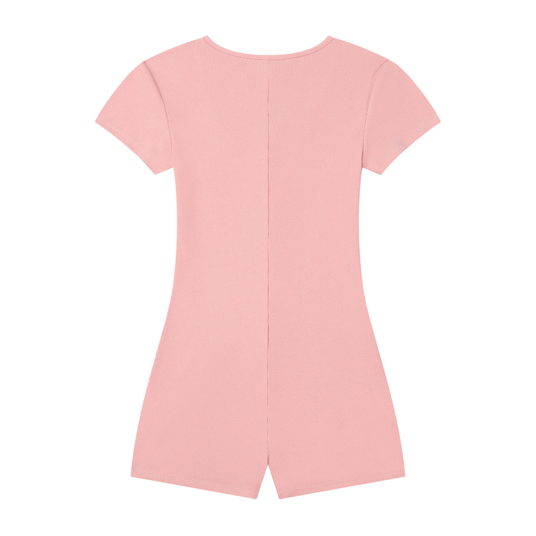 Claudia Dual-Function Cape Tie-Waist Romper - In Pink