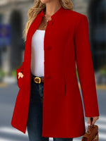 Load image into Gallery viewer, Women's Wool Coat Stand Collar Button Front Belted Waist
