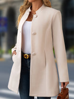 Load image into Gallery viewer, Women's Wool Coat Stand Collar Button Front Belted Waist
