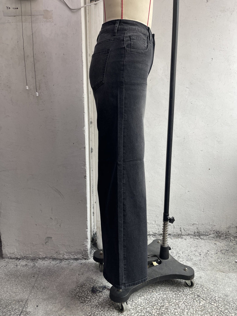 Women's Relaxed Blue Wide Leg Jeans High Waist Flowing Style