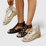 Load image into Gallery viewer, Women's Orthopedic Wedge Sandals Laser Cut Strap Open Toe Style
