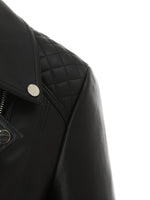 Load image into Gallery viewer, Women's Leather Moto Jacket Notch Lapel Asymmetric Zip Front Fitted Style
