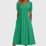 Load image into Gallery viewer, Women's Maxi Dress Surplice V Neck Short Sleeve Side Pockets Casual Style
