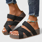 Load image into Gallery viewer, Women's Orthopedic Sandals Woven Crossover Strap Wedge Platform Slip On Open Toe Style
