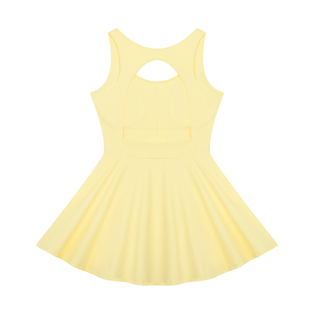 Rosalia Open-Back Tennis Dress - Black & Yellow