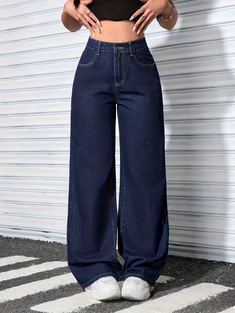 Women's Wide Leg Jeans High Waist Flowing Loose Fit Denim Style