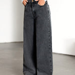 Load image into Gallery viewer, Women's Grey Wide Leg Jeans High Waist Flowing Loose Fit Denim Style
