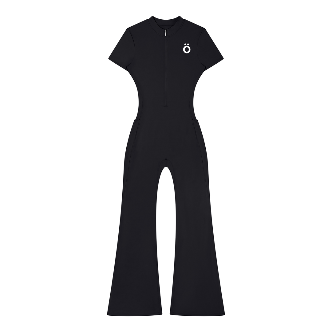 Nova Flared Leg Quarter-Zip Jumpsuit