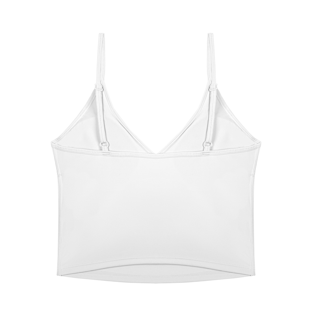 Tertia V-Neck Yoga Tank Top - Pink & White