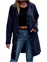 Load image into Gallery viewer, Women's Trench Coat Hooded Button Front Longline Pocket Style
