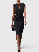 Load image into Gallery viewer, Women's Midi Dress Keyhole Neckline Ruched Waist Cocktail Style
