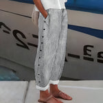 Load image into Gallery viewer, Women's Striped Wide Leg Pants High Waist Drawstring Flowing Casual Style
