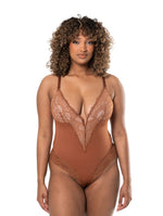 Load image into Gallery viewer, Snatch Them CocoaPlums! | V-Neck Half Laced Bodysuit
