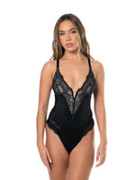 Load image into Gallery viewer, Snatch Them CocoaPlums! | V-Neck Half Laced Bodysuit

