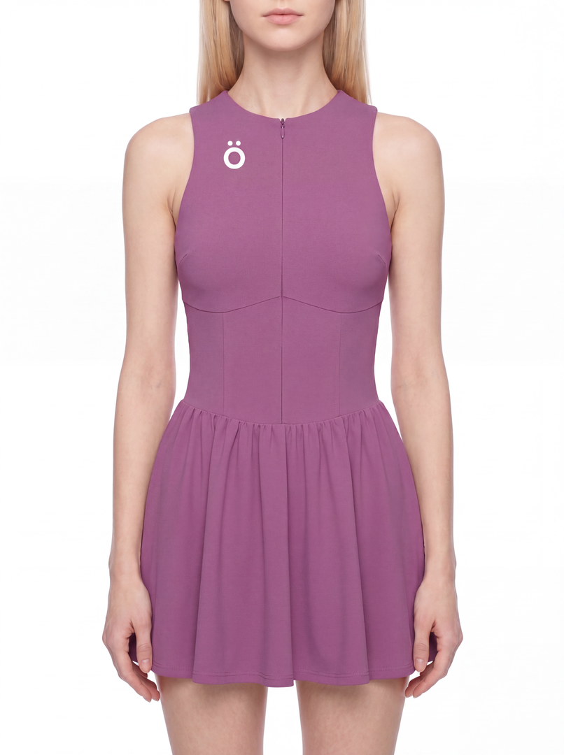 Selena Ruched Sleeveless Full-Zip Dress