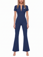 Load image into Gallery viewer, Nova Flared Leg Quarter-Zip Jumpsuit
