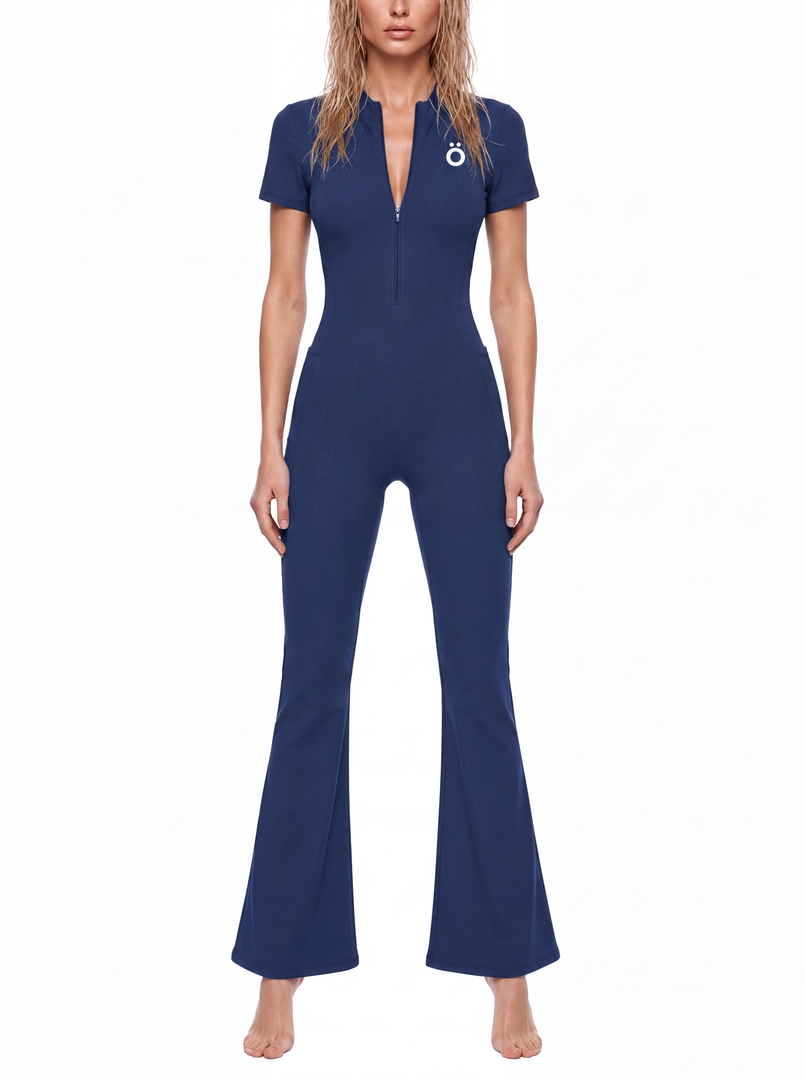 Nova Flared Leg Quarter-Zip Jumpsuit