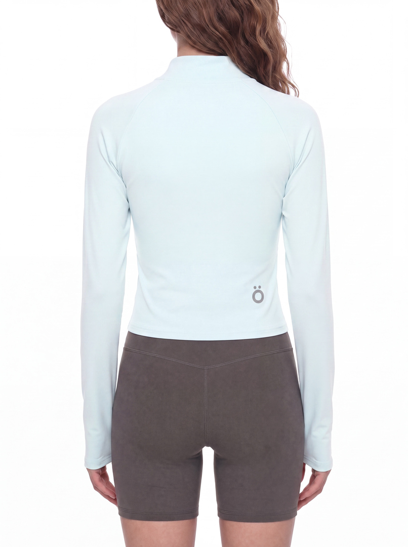 Cassia Slit Panel Yoga Jacket - In Light Blue