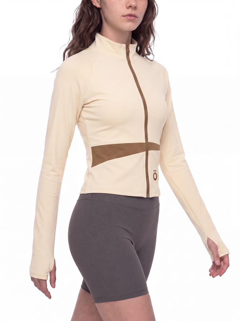 Cassia Slit Panel Yoga Jacket - In Khaki