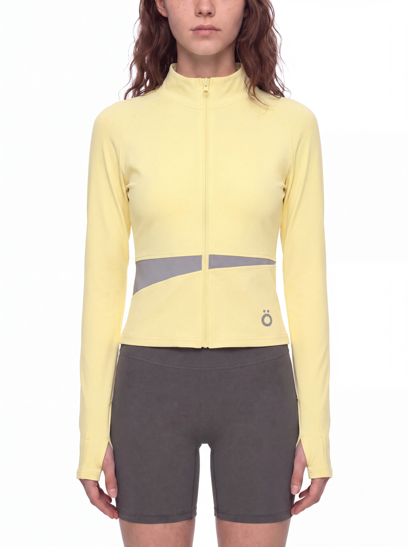 Cassia Slit Panel Yoga Jacket - in Yellow