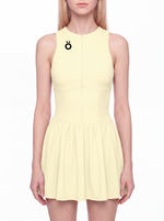 Load image into Gallery viewer, Selena Ruched Sleeveless Full-Zip Dress - In Pink, Light Yellow, &amp; Water Blue
