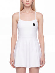 Clara Paneled A-Line Dress - In White & Sky Blue