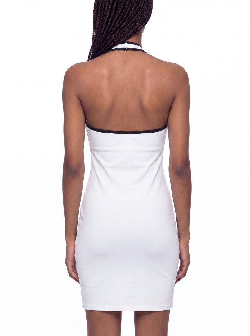 Aurelia Binding Tight Halter Dress - In White