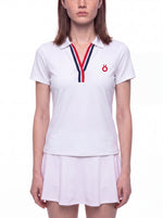 Load image into Gallery viewer, Vespera Block Polo Shirt - In White
