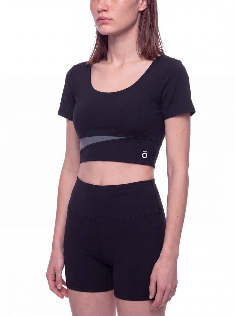 Amara Panelled Crop Yoga T-Shirt