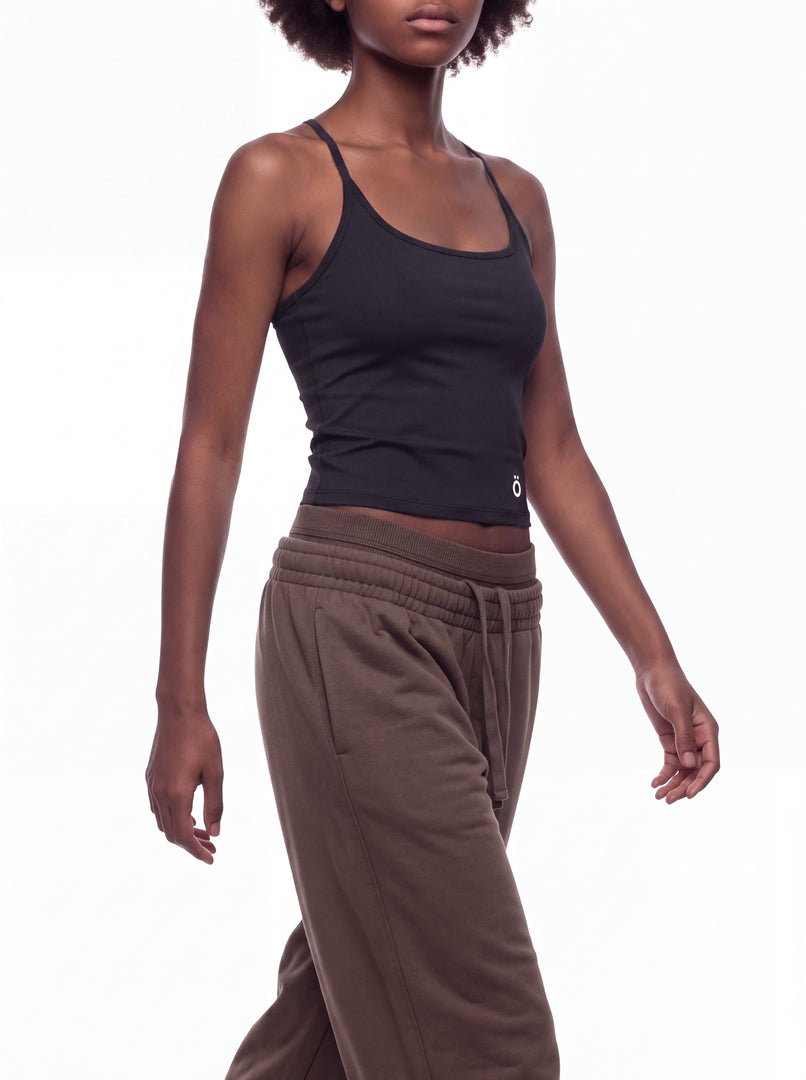 Sabina Crop Yoga Tank Top - In Black