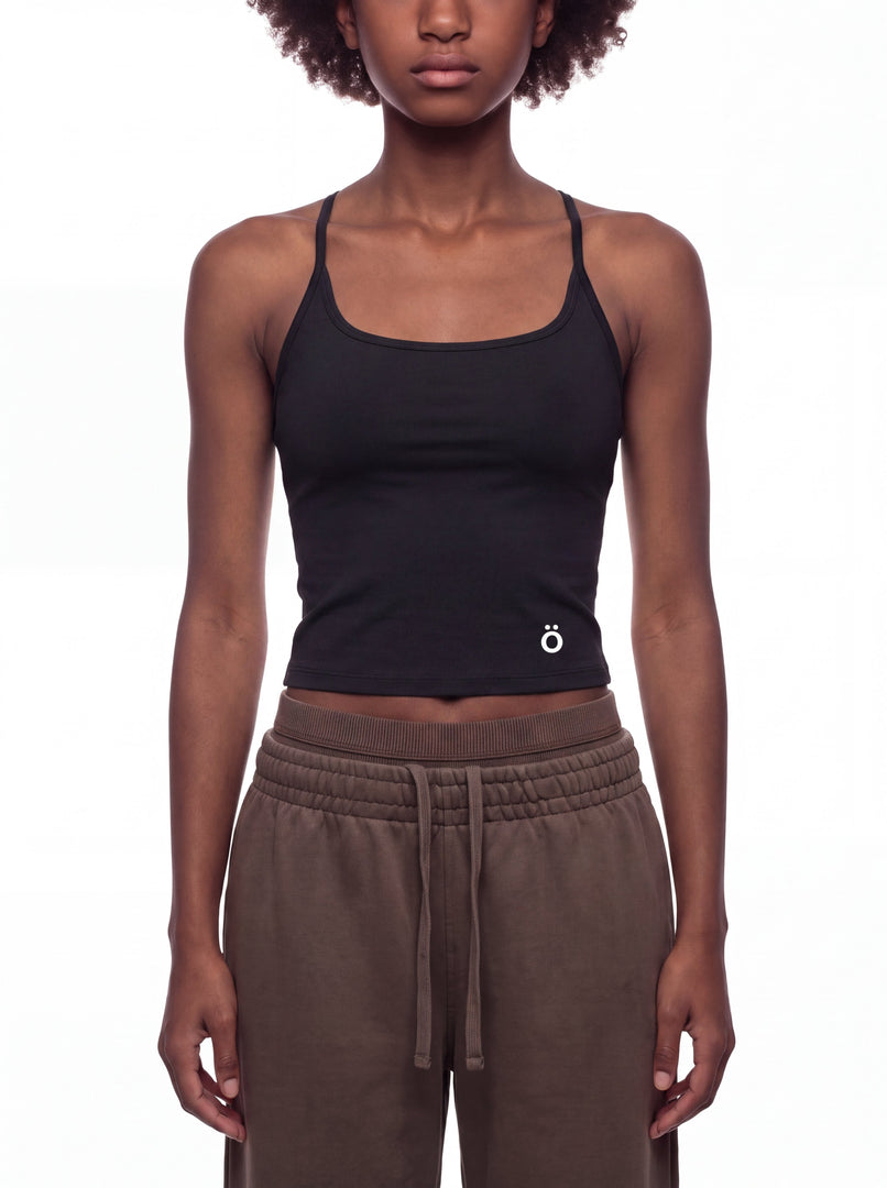 Sabina Crop Yoga Tank Top - In Black