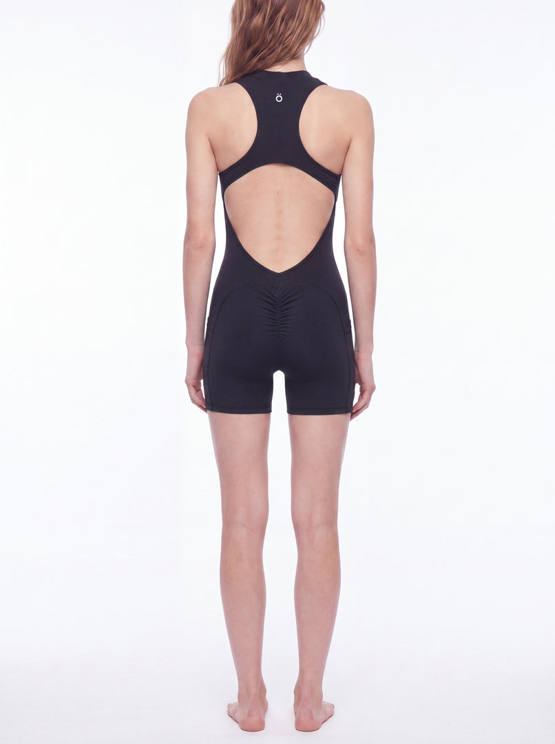 Minerva Quarter-Zip Yoga Romper - Dark Colors