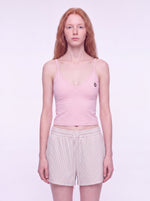 Load image into Gallery viewer, Tertia V-Neck Yoga Tank Top - Pink &amp; White
