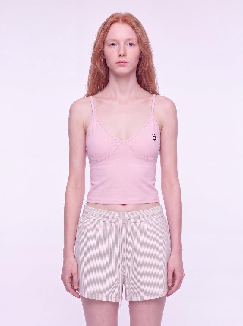 Tertia V-Neck Yoga Tank Top - Pink & White