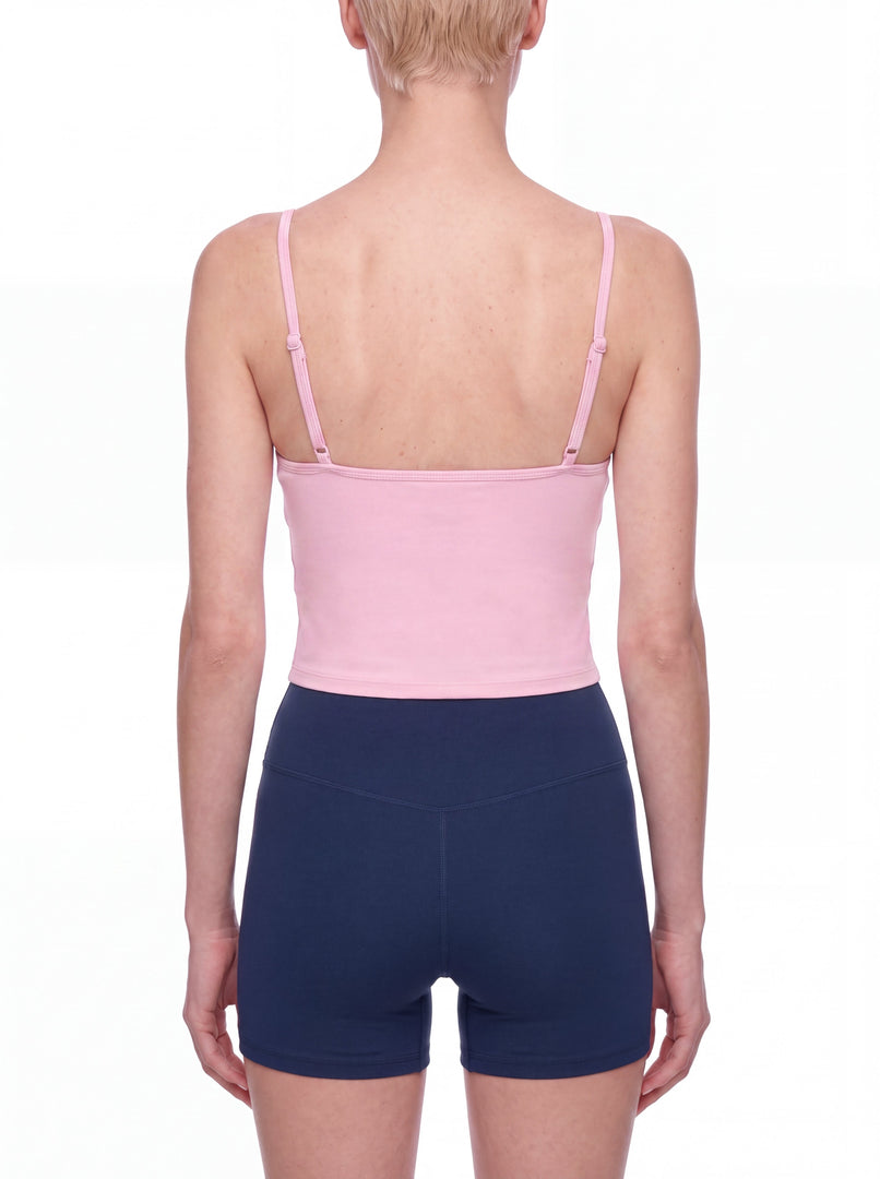 Tertia V-Neck Yoga Tank Top - Pink & White