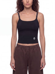 Emilia Yoga Crop Tank Top - Brown & Black