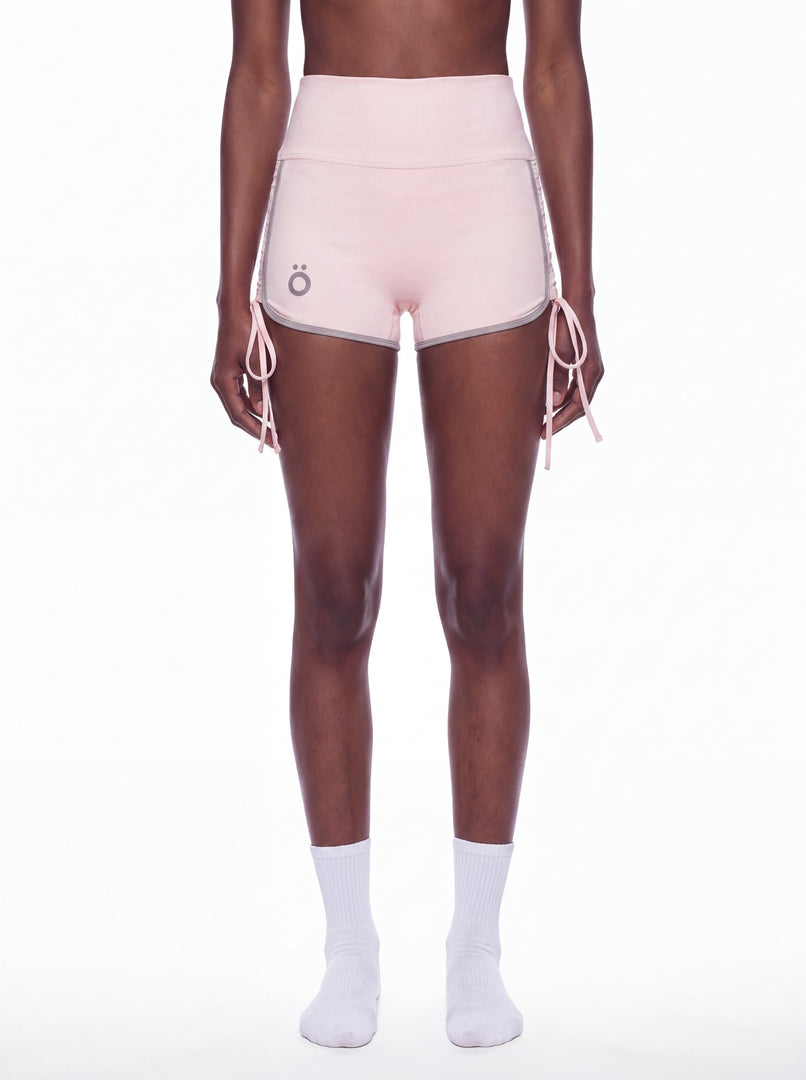 Delia Block High Waisted Yoga Shorts- Light Pink