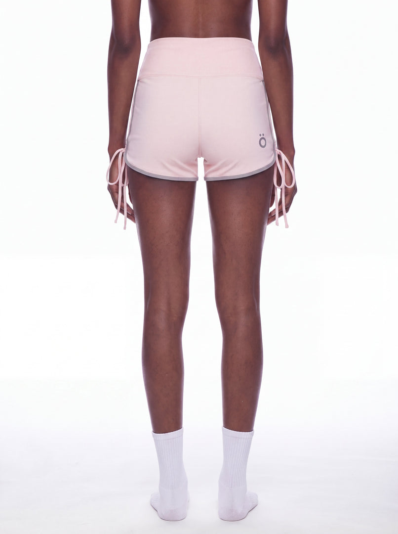 Delia Block High Waisted Yoga Shorts- Light Pink