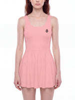 Load image into Gallery viewer, Rosalia Open-Back Tennis Dress - White &amp; Pink
